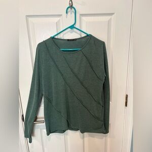 Staccato- Hunter Green Long-Sleeve Textured Crewneck Top